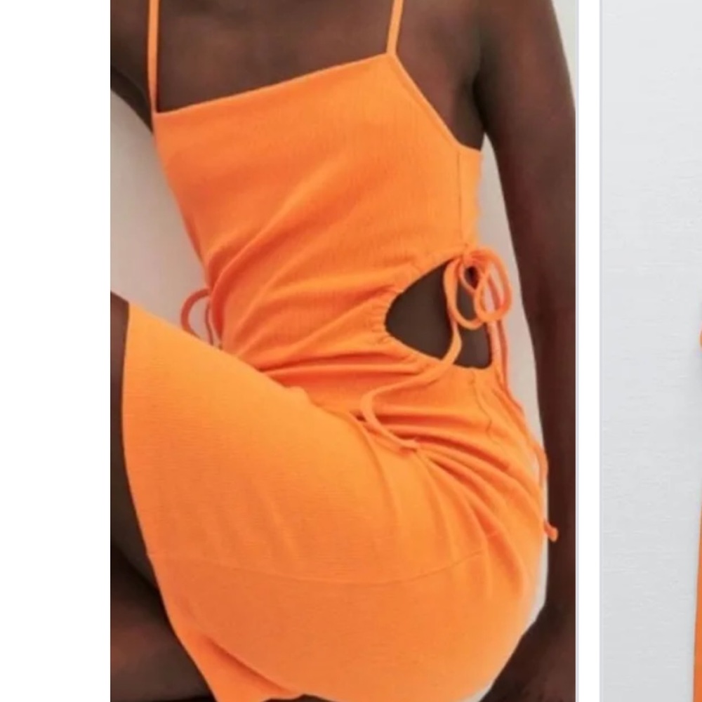 Zara Orange Cut Out Mini Tank Dress - S